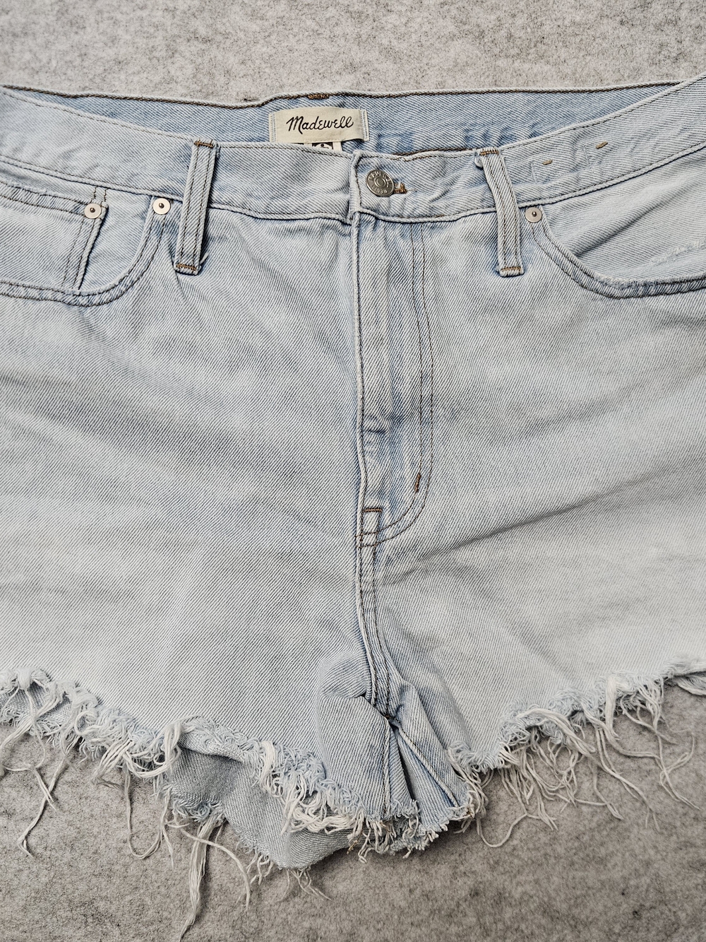 Madewell Light Blue Distressed Denim 32 Jean Shorts